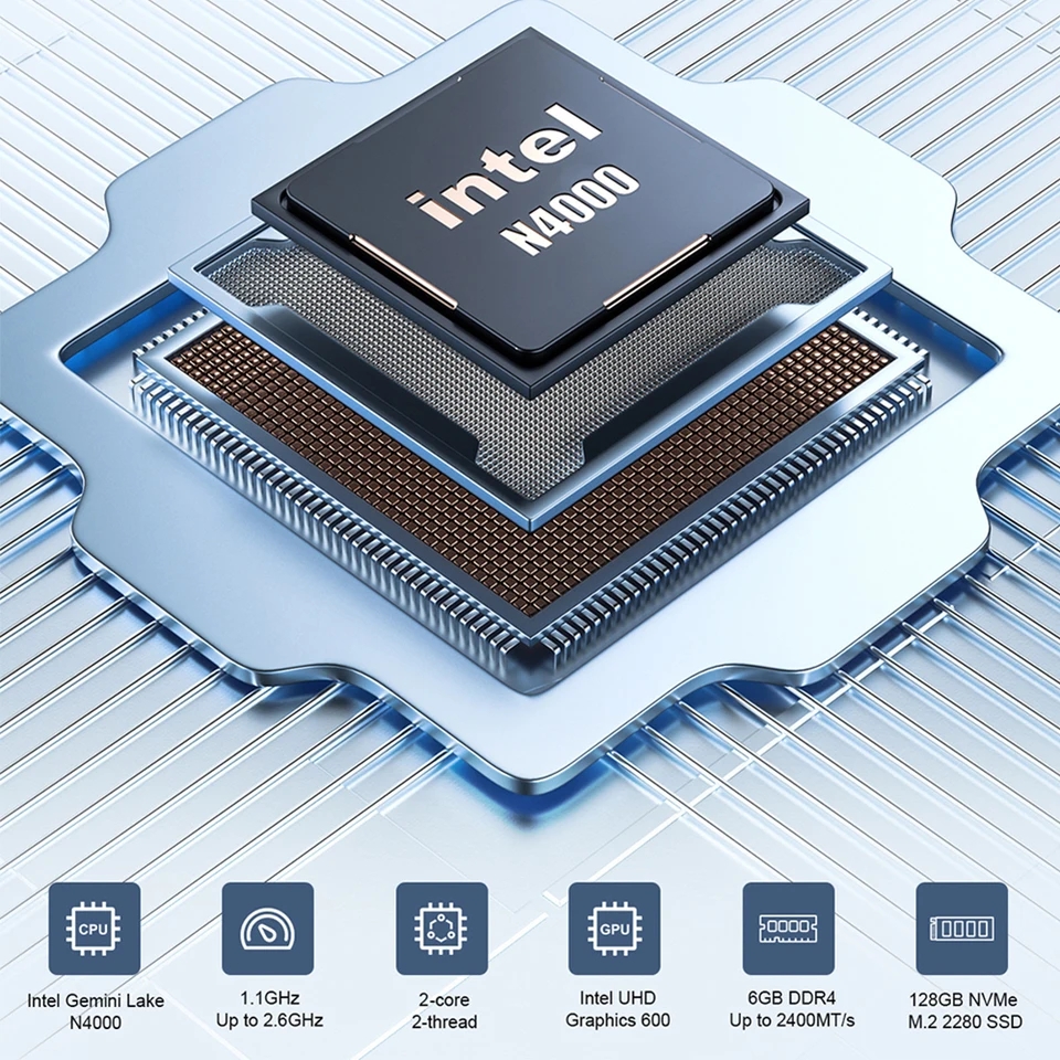 MLLSE Mini PC M2 Air Intel Gemini Lake N4000 Windows 11 6GB RAM 128GB ROM Dual-Band WiFi Bluetooth USB Mini Computer. 