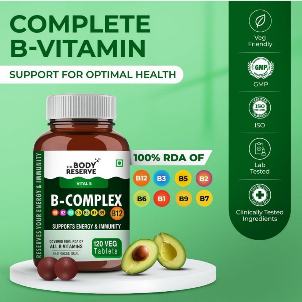 The Body Reserve Vitamin B Complex Tablets- 120 Veg Tablets 100% Rda Of ...