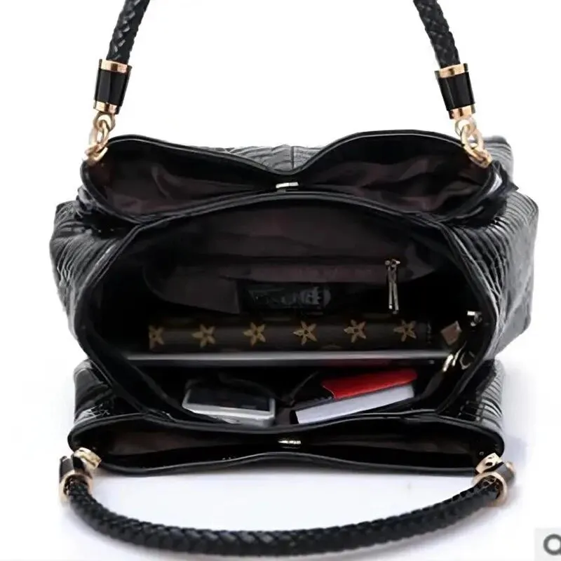 Women's Bag Large Capacity Tote Daily Commute Women's Shoulder Bag Crocodile Print Bright Face Handbag Shopping. 
