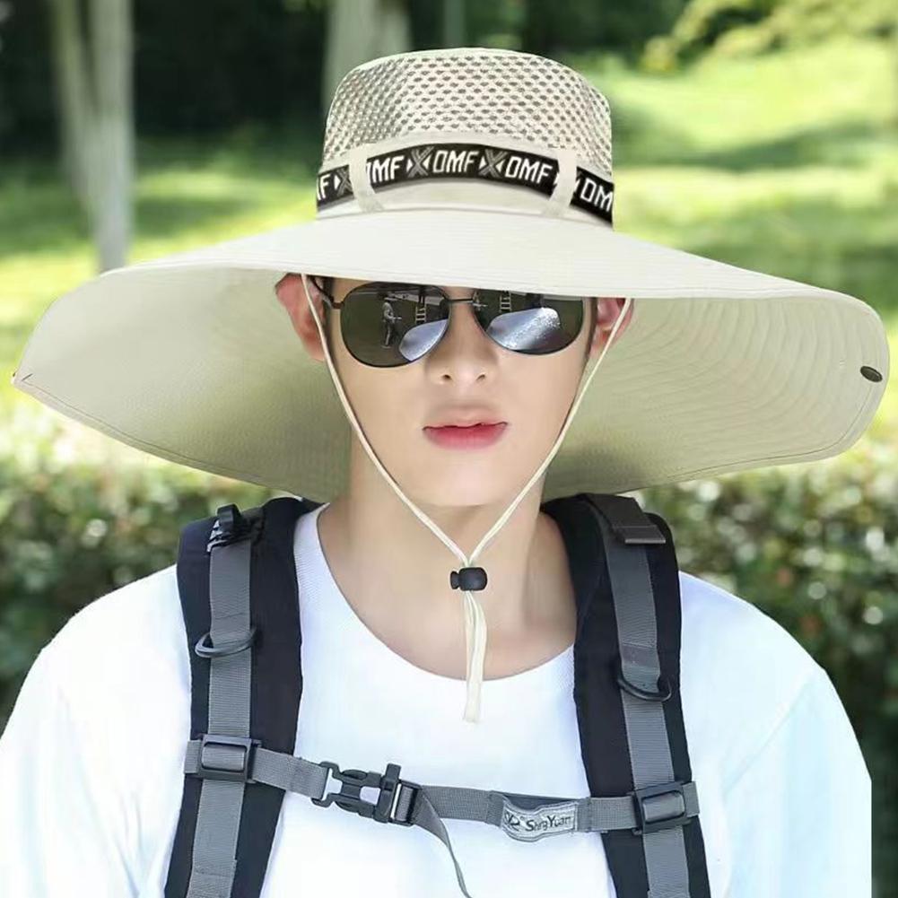 Summer Large Sun Hat Men Women Breathable Fishing Caps Sun UV Protection Mesh Fisherman Hat Hiking Outdoor Beach Cap. 