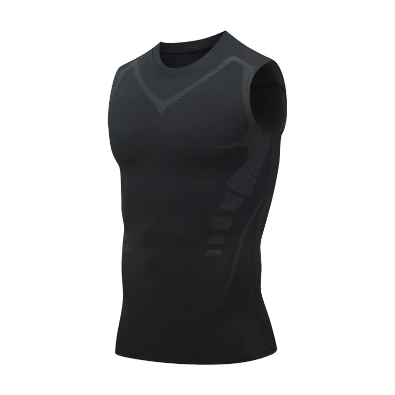 1 piece Men Sports Compression Vest, Basketball Gym Tight Undershirt, American Training Base Layer Quick-Dry Elastic Wide-Should. 