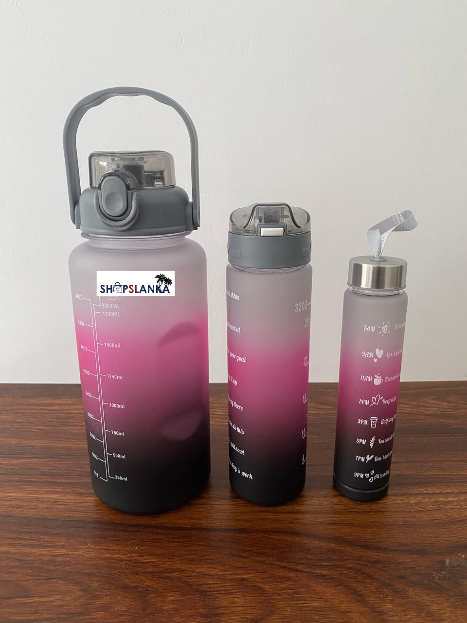 3 in 1 water bottle random colour set portable 3200 ml gradient new 3 pcs water bottle gym fitness jugs straw water bottle. 