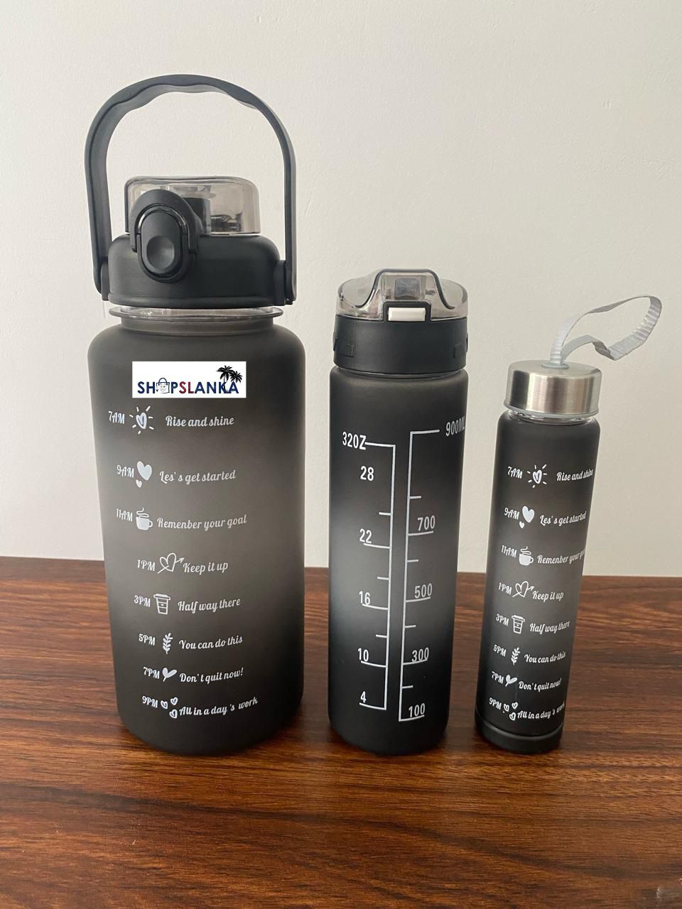 3 in 1 water bottle random colour set portable 3200 ml gradient new 3 pcs water bottle gym fitness jugs straw water bottle. 