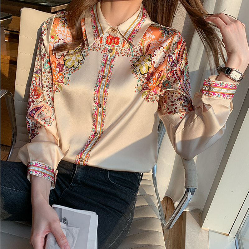 Autumn Long Sleeve Shirts Casual Tops Spring Fashion Women Floral Print Blouse Tops Ladies Shirts Clothes Blusa Elegant 18440. 