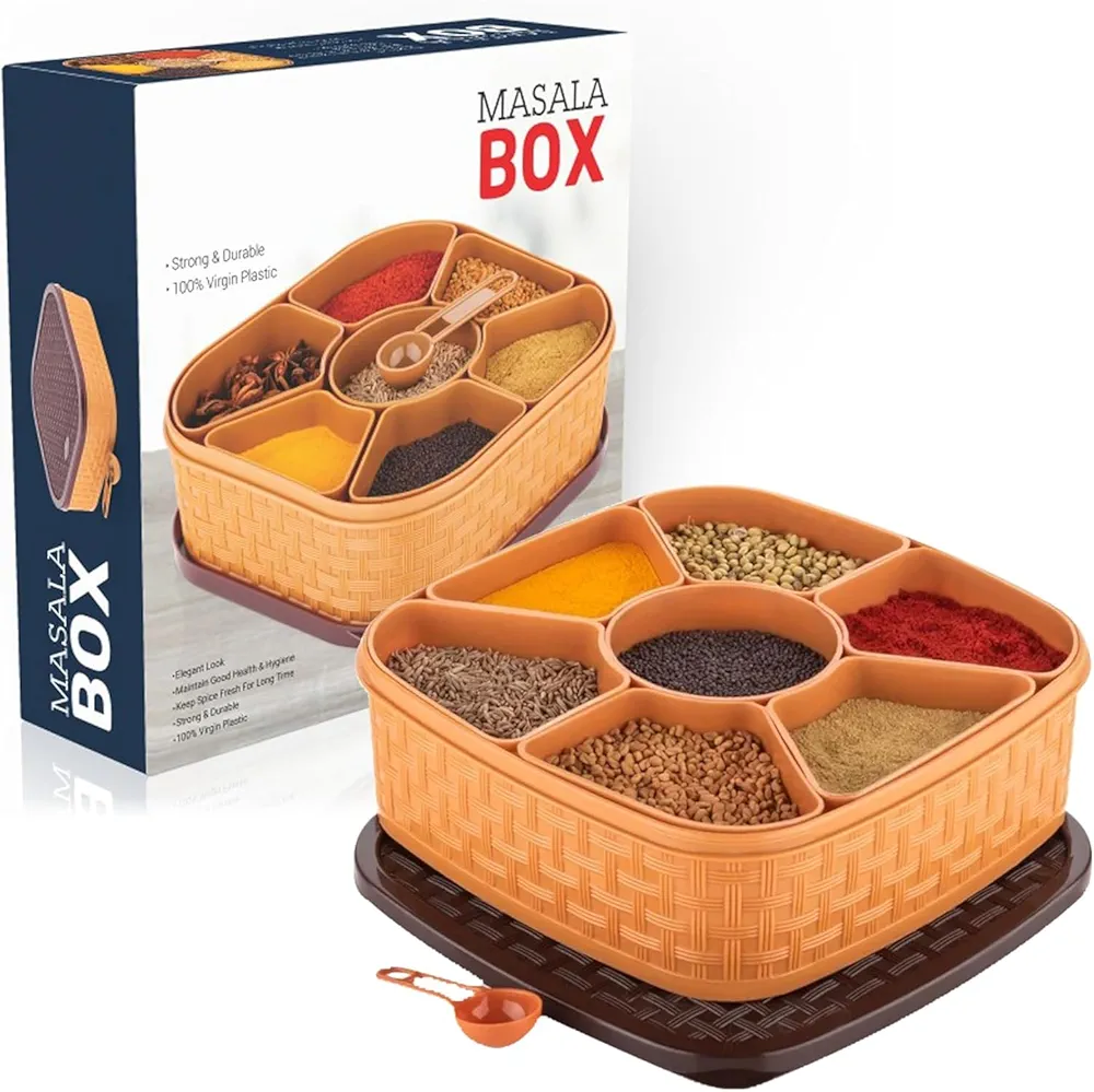Masala Dani Clazkit 7-Section Stainless Steel Masala Dabba - Square ...