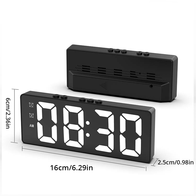 Led Stand Up Table Clock LED Mirror Table Clock Digital Alarm Snooze Display Time Desktop ...