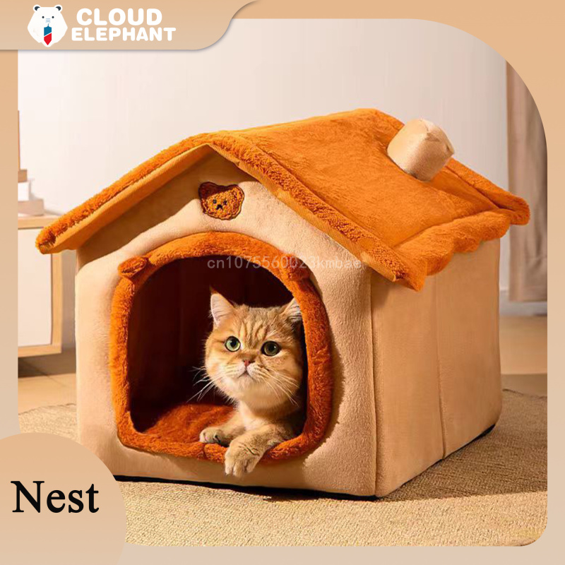 Foldable Pet House Removable Puppy Nest Washable Cat House Soft Pet Sleepping Bed For Extra Small Dogs and Small and Medium Cat