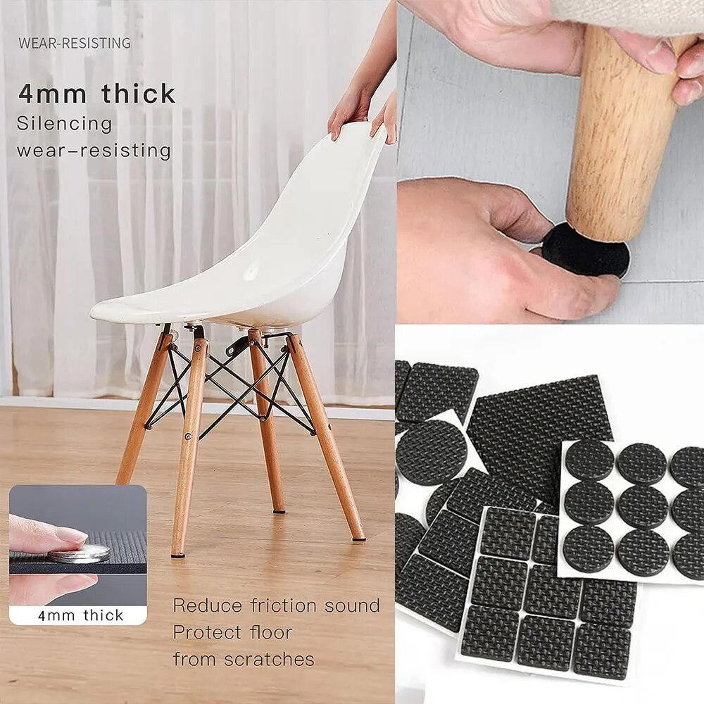 Table Leg Protectors, Anti-Scratch Leg Pads, Rubber Non-Slip Chair Leg Pads, Silent Stickers, Furniture Accessories. 