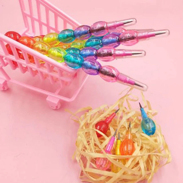 4 pcs Stackable Pencils Colored Bead Pencils Rainbow Buildable Pencil Writing Drawing Pencils Stationery Supplies Party Favors Non-sharpening Pencils. 