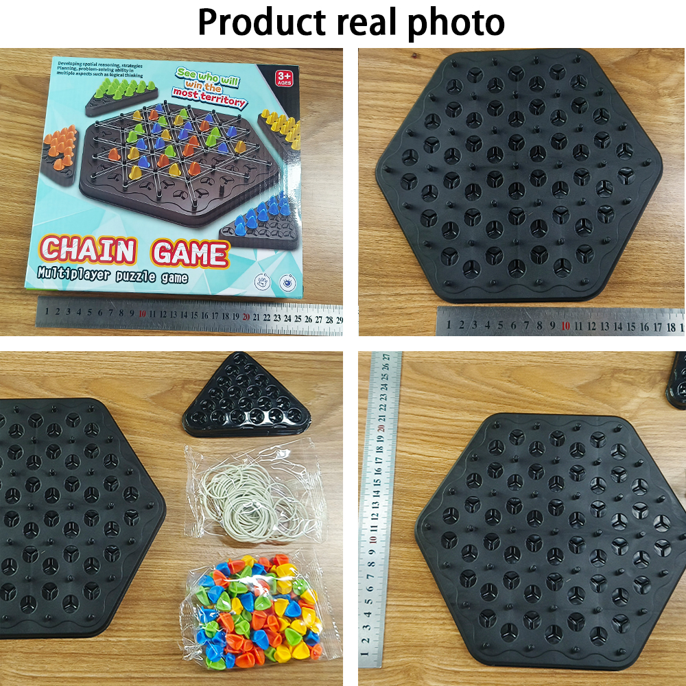 Juego De Ajedrez Triangular De Cadena Con Gomas – Tablero Educativo De Madera Para Niños De 3 Años En Adelante, Desarrollo De Lógica Y Motricidad