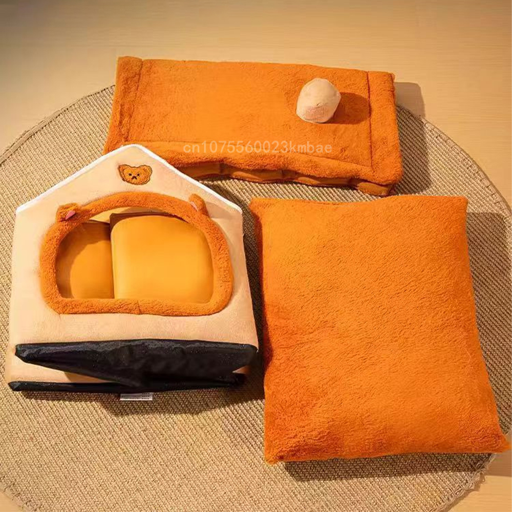 Foldable Pet House Removable Puppy Nest Washable Cat House Soft Pet Sleepping Bed For Extra Small Dogs and Small and Medium Cat. 