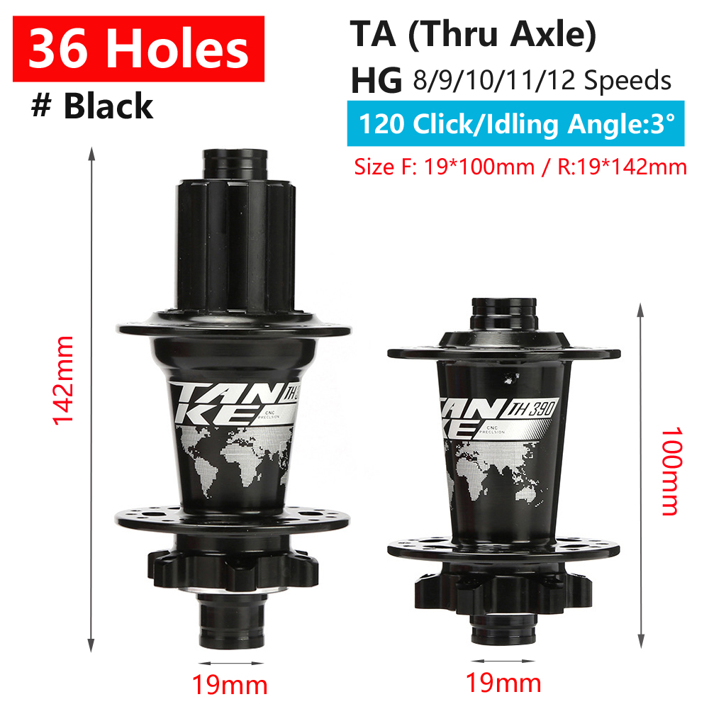 TANKE 120 Click Hub 6 Bearing MTB Mountain Bike Hub Front Rear Thru HG ...