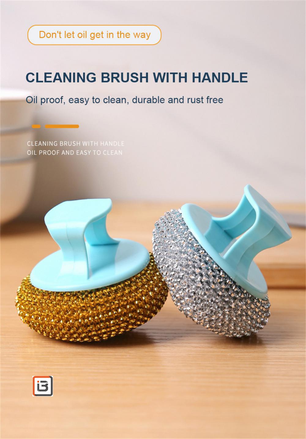 6 pcs Steel Wire Ball Brush Long Handle Pan Cleaning Brush Dishwashing Brush Stainless Steel Wire Ball Kitchen Cleaner Kitchen Tools. 