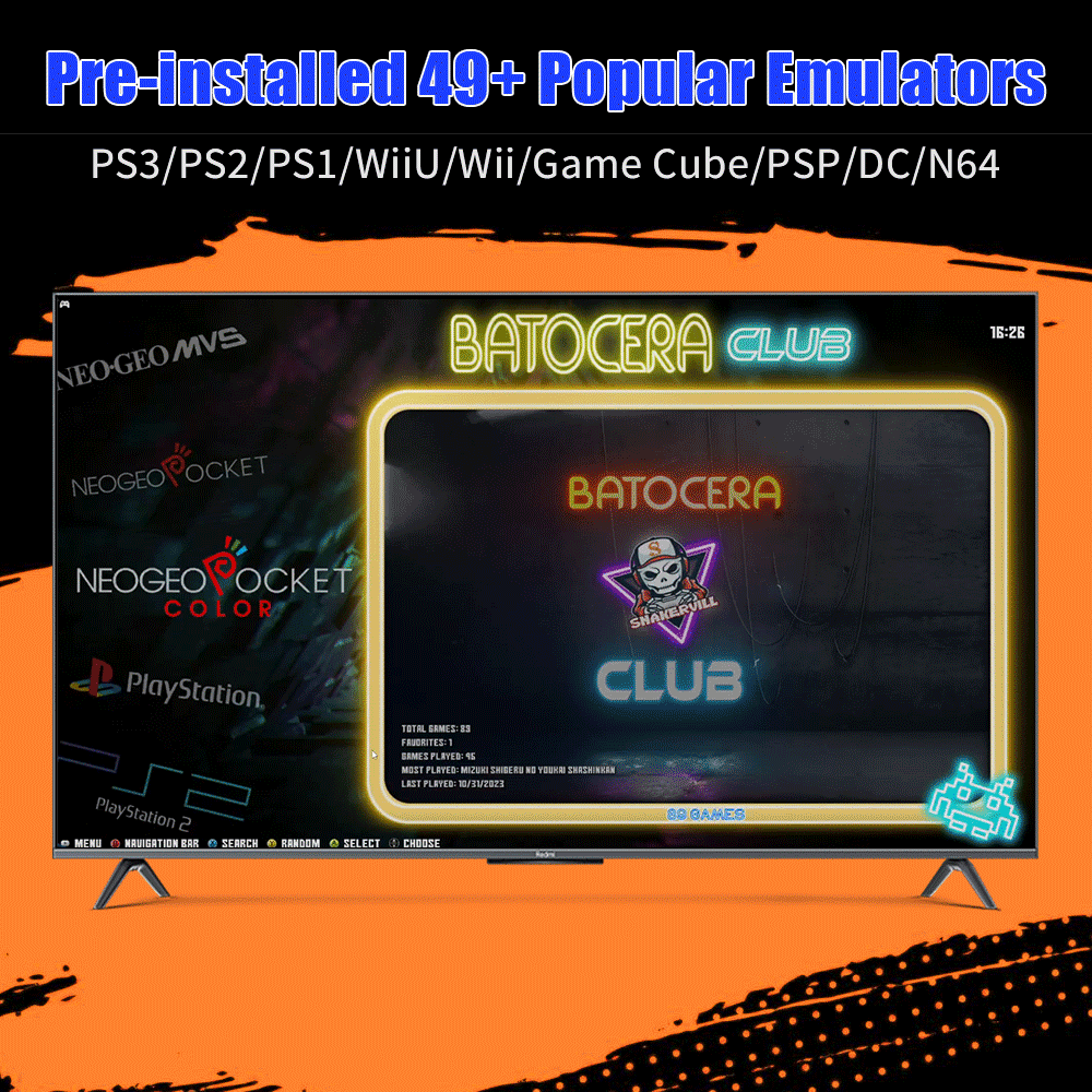 Retrobat＆Playnite Retro Gaming HDD 38200+AAA PC and Retro Games for PS3/PS2/Switch/DC/WII/WIIU/NES/MAME Emulator Game Console. 
