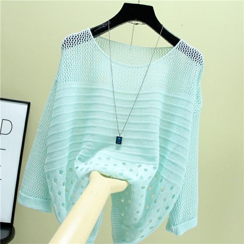 Spring and Summer New Ice Silk Knitted Vest Top Hollow Out Thin Bottoming Sling Streetwear Womens Clothing White Shirt 13686. 