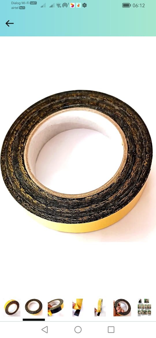 Black Hair Wig Double Sided Adhesive For Hair Extension 1 inch × 20 Meter Length. 