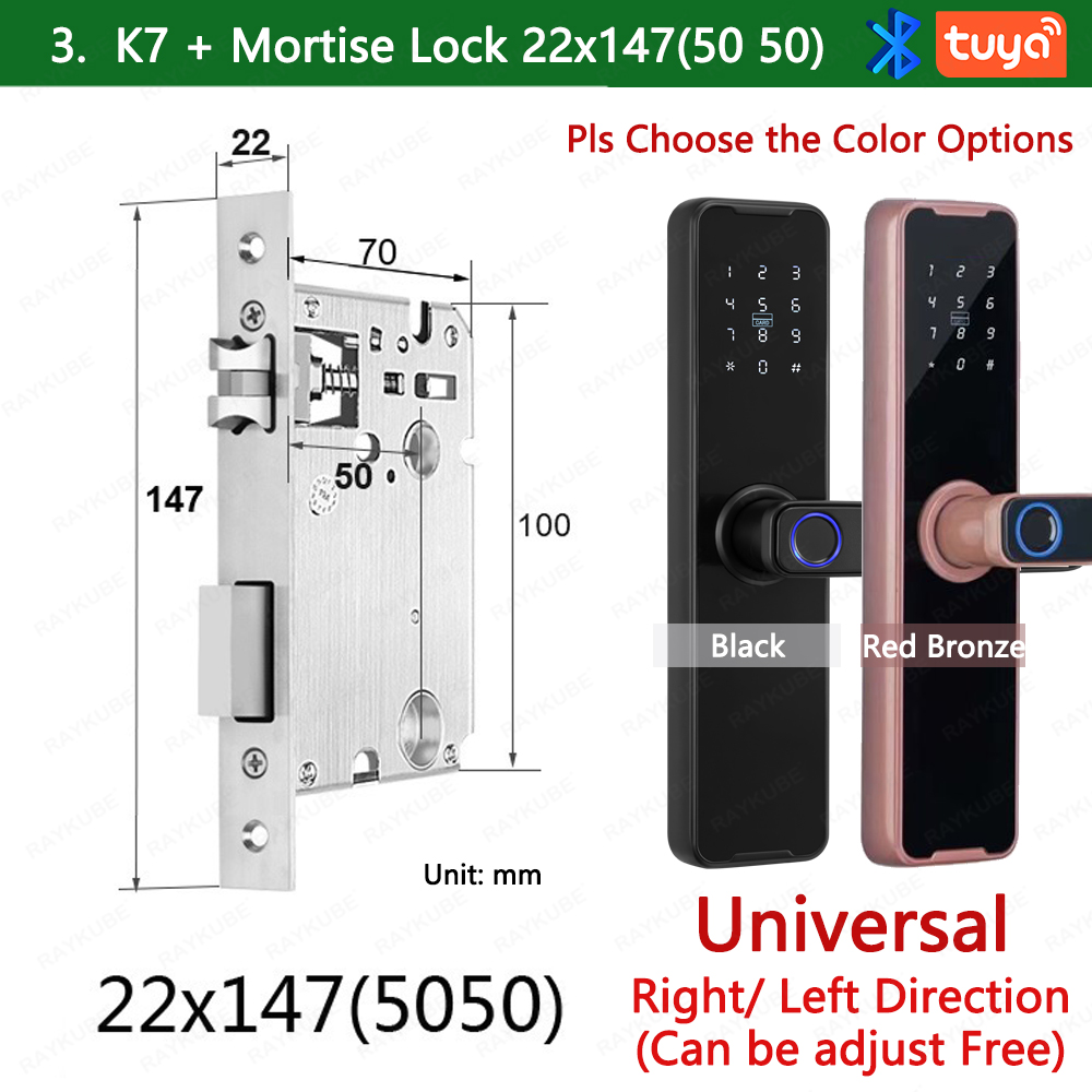 RAYKUBE Biometric Fingerprint Door Lock K7 Pro+ Smart Lock Tuya App