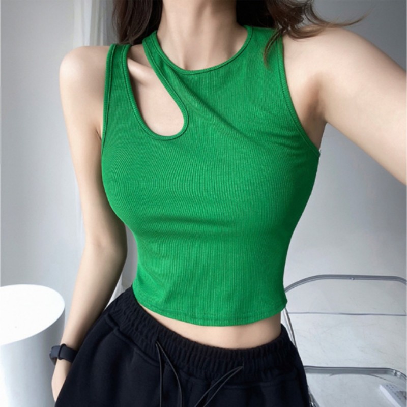 Women Tank Crop Tops Seamless Underwear Female Streetwear Hollow Tops Sexy Lingerie Sports Intimates Padded Camisole Summer. 