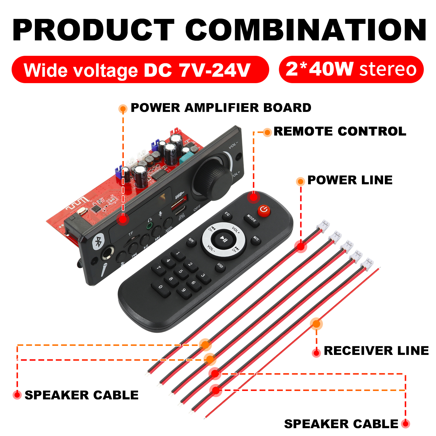 160W Amplifier Bluetooth MP3 Decoder Board DIY Car MP3 Player USB FM ...