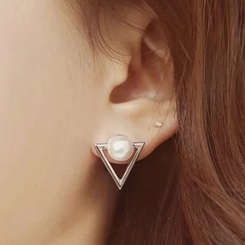 triangle pearl earrings