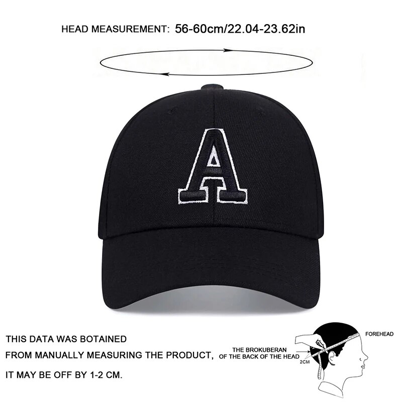 Unisex A Letter Side Ar Embroidery Baseball Caps Spring and Autumn Outdoor Adjustable Casual Hats Sunscreen Hat. 
