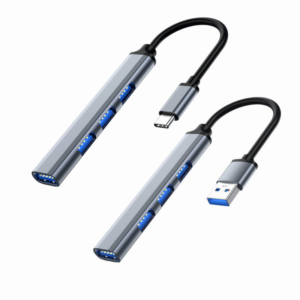 Aluminum Alloy Splitter Multi-function One Drag Four Hubs Hub Expander High-speed Computer Multi Interface Dock. 