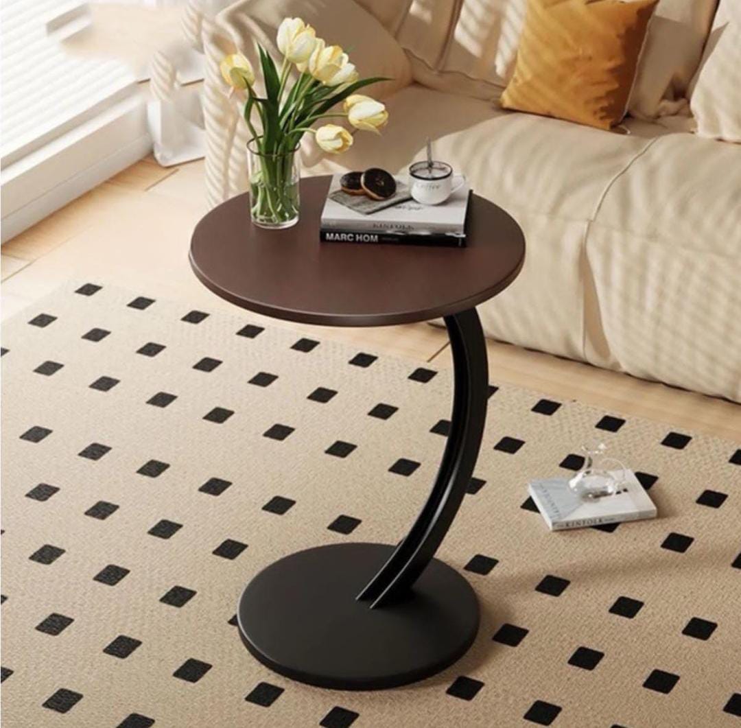 Small Side Table for Small Spaces with Silent Footpads Made of MDF+Metal, Side Tables Living Room Modern for Balcony. 