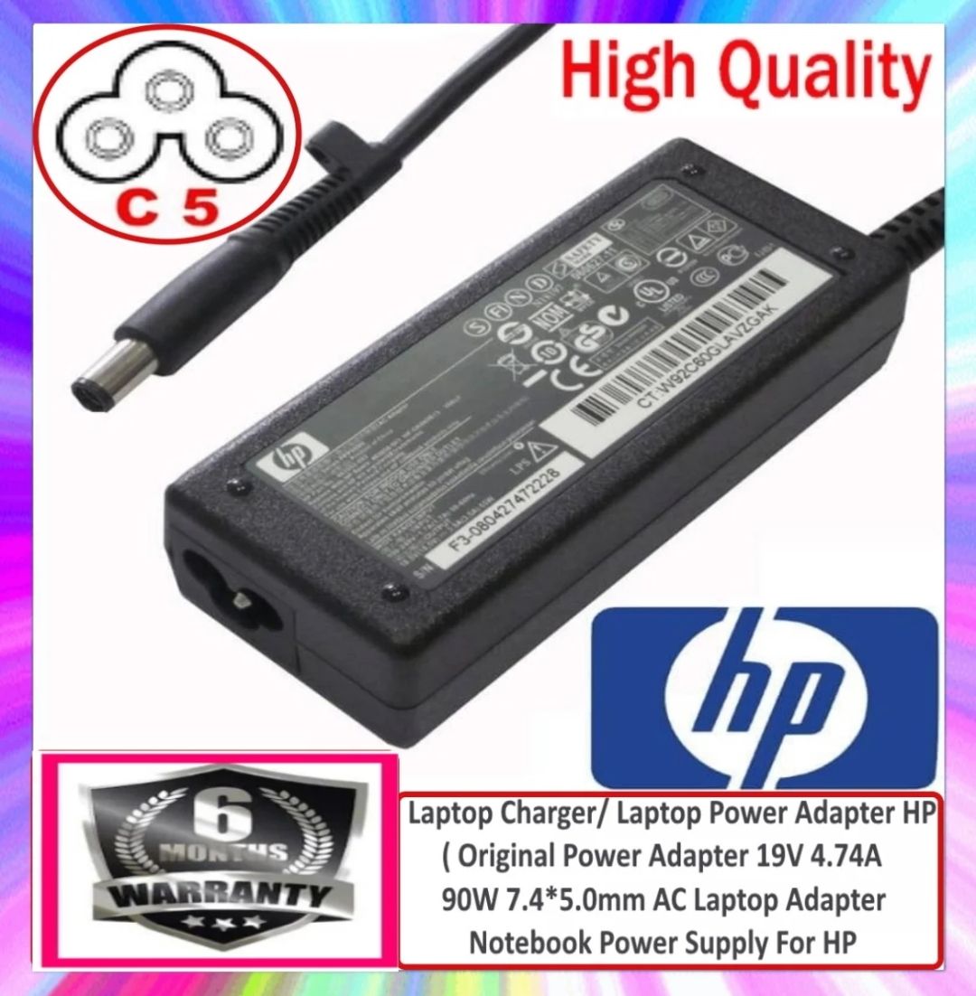 Laptop Charger/ Laptop Power Adapter HP  ( Origina l Power Adapter 19V 4.74A 90W 7.4*5.0mm AC Laptop Adapter Notebook Power Supply For HP Pavilion DV3 DV4 DV5 DV6 Charge Adapter Charging Device