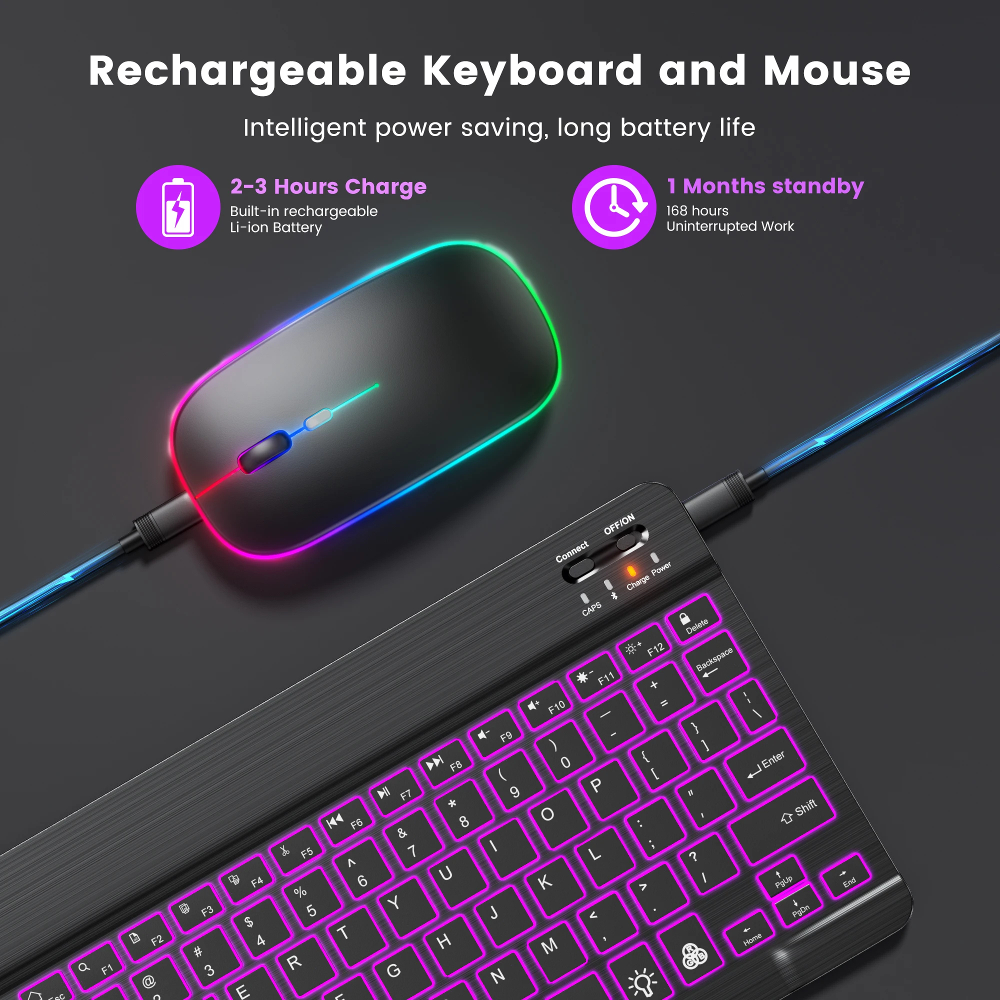 Mini Bluetooth Keyboard RGB Wireless Keyboard 10 inch Backlit Keyboard Backlight Touchpad Keyboard for IOS Android Windows iPad. 