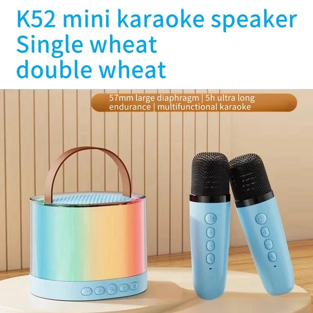 K52 Wireless Bluetooth Speaker Multifunction with 2 Microphone RGB Portable Music Player Karaoke Machine for Child Home Gift. 