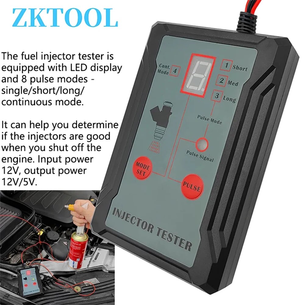 Upgraded Fuel Injector Tester & DIY Cleaning Tool - Test Two Injectors Simultaneously 8 Pulse Power Drive Modefuel Injector Test. 