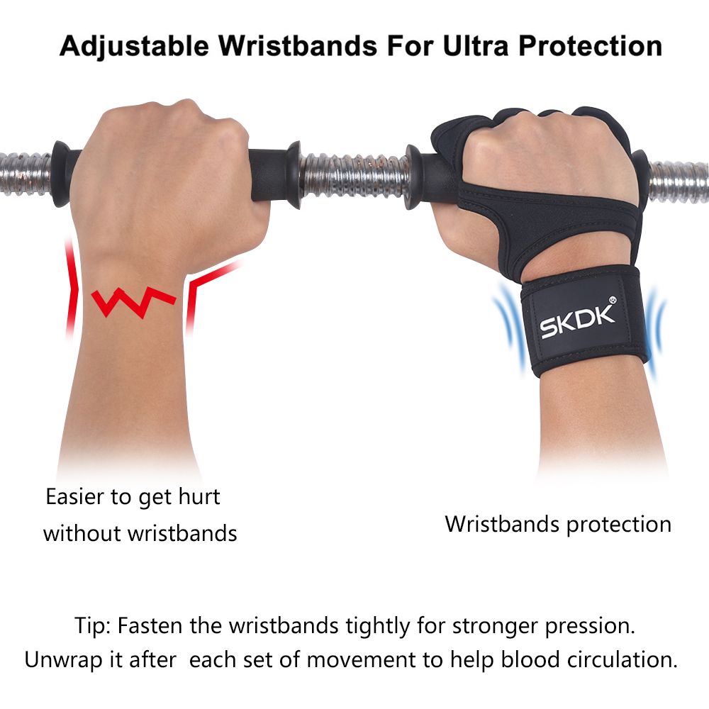 SKDK Weight Lifting Fitness Gloves With Wrist Wraps Silicone Gel Full Palm Protection Gym Workout Gloves Power Lifting Equipment. 