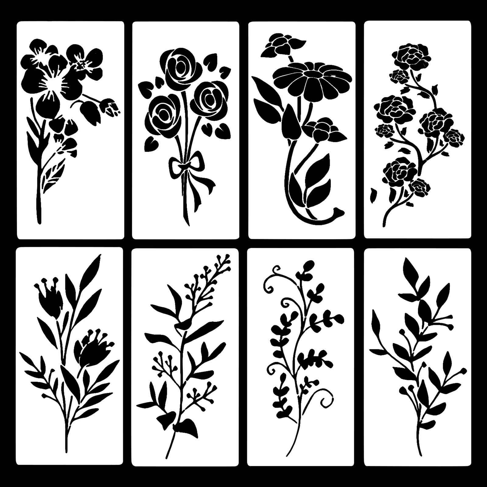 Garden Fence Large Flower Stencils-DIY Decoration,Giant Reusable Floral Stencil For Painting On Wood Walls Fence Pattern. 