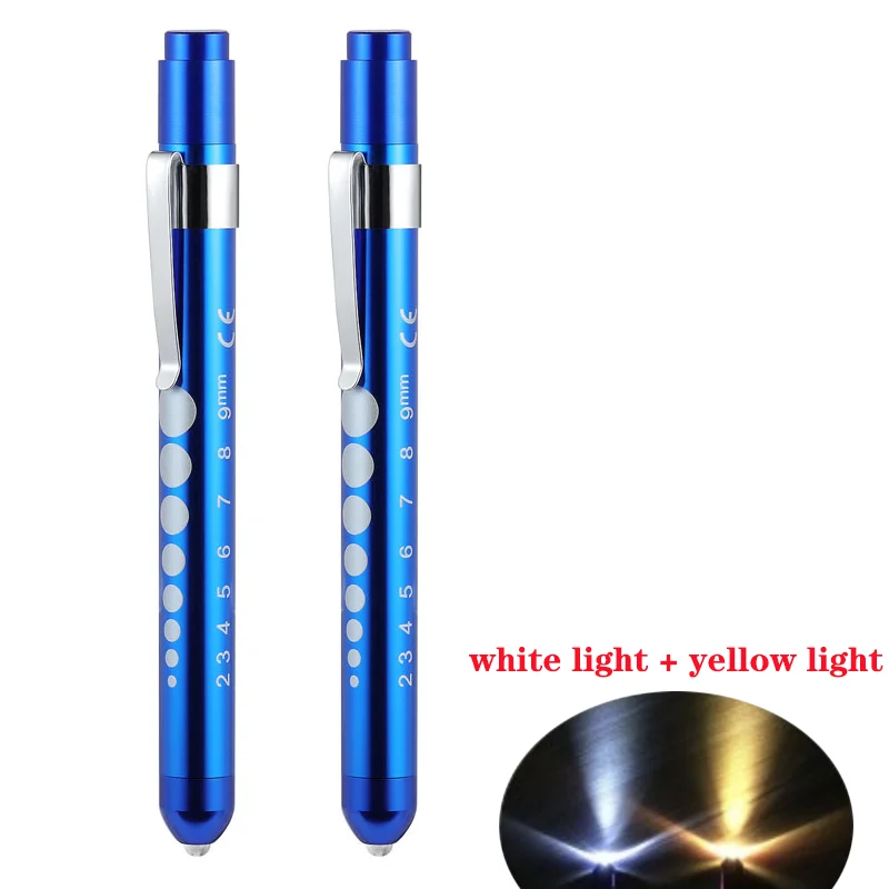 2Pcs Portable Led Flashlight Work Light Medical First Aid Pen Light ...