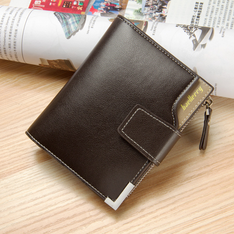 Baellerry Short Luxury Men Wallets Zipper Coin Pocket Card Holder Male Wallet Clutch Photo Holder Brand Man Purses Wallet. 