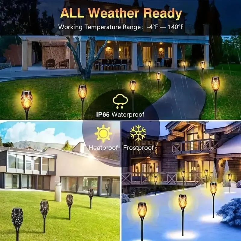 12LED Solar Flame Torch Light Flickering Light Waterproof Garden Decoration Outdoor Lawn Path Yard Patio Floor Lamp. 
