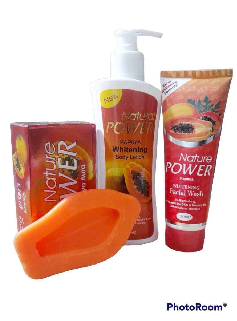Nature Power Full Set -Nature Power Papaya Soap, Body Lotion, Facial Wash.-Nature Powe.... 