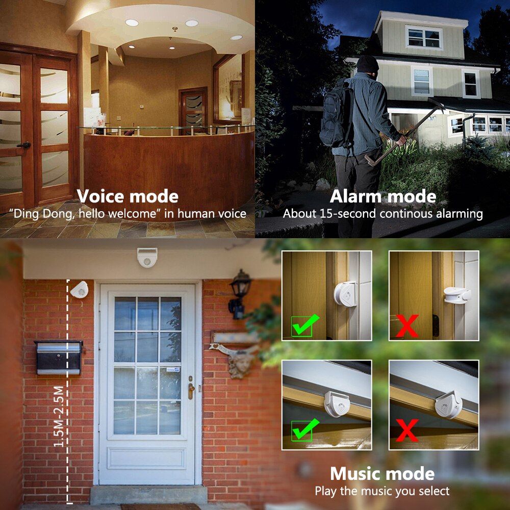 KERUI Wireless Indoor Motion Sensor Doorbell Shop Visitor Alert Chime Alarm Burglar for Business When Entering Door Opens. 