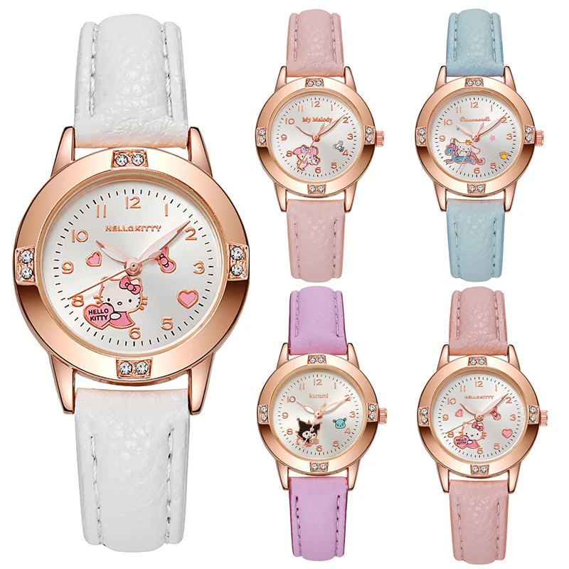 Sanrio Hello Kitty Watch Kawaii Kuromi Cinnamoroll Quartz Casual Fashion Melody WristWatch Women Kid Girl Children Birthday Gift