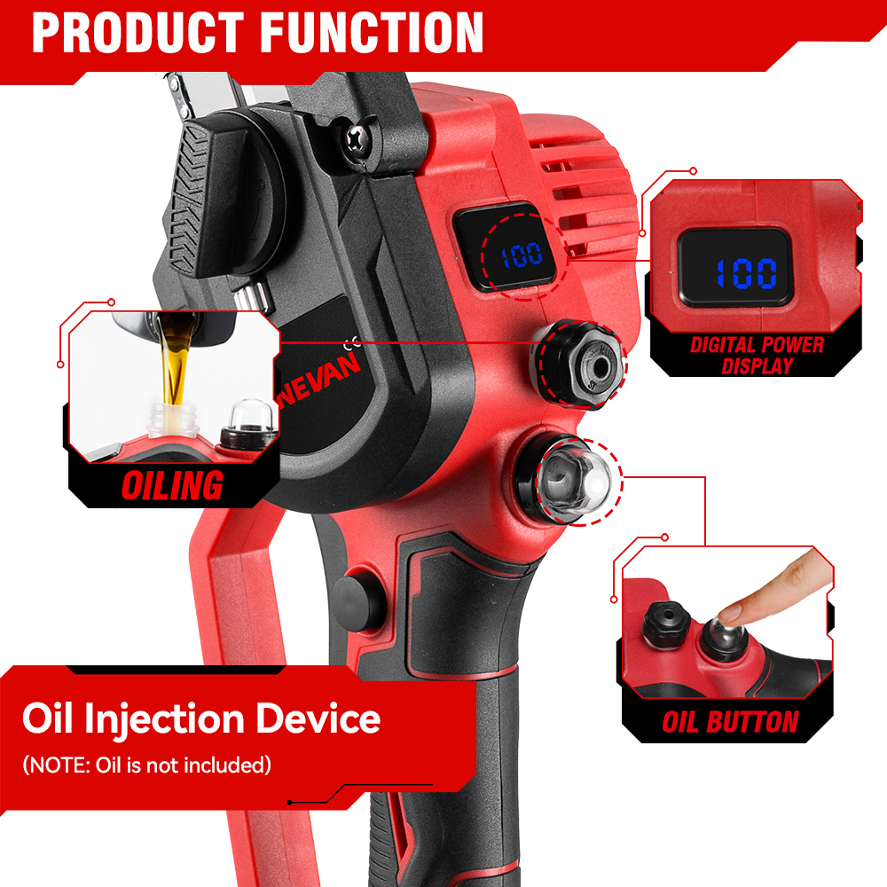 ONEVAN 4500W 8 Inch Brushless Electric Saw Chainsaw With Oil Spray Rechargeable 45000RPM Woodworking Tool For Makita Battery Pin. 