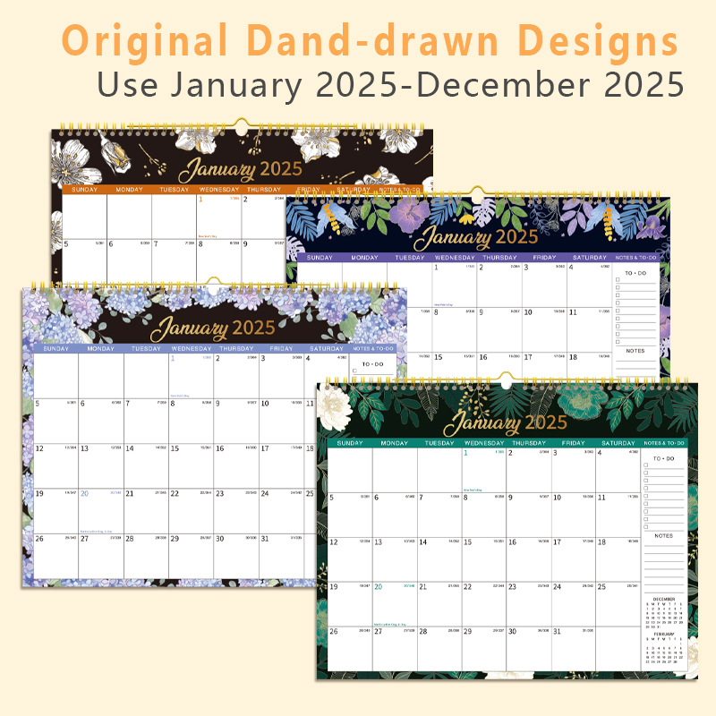 New Calendar 2025 Wall Monthly Calendar Jan To Dec 2025 Annual Yearly Planner 2025 Calendars Wall Planner 12x17 Inch 12 Monthly