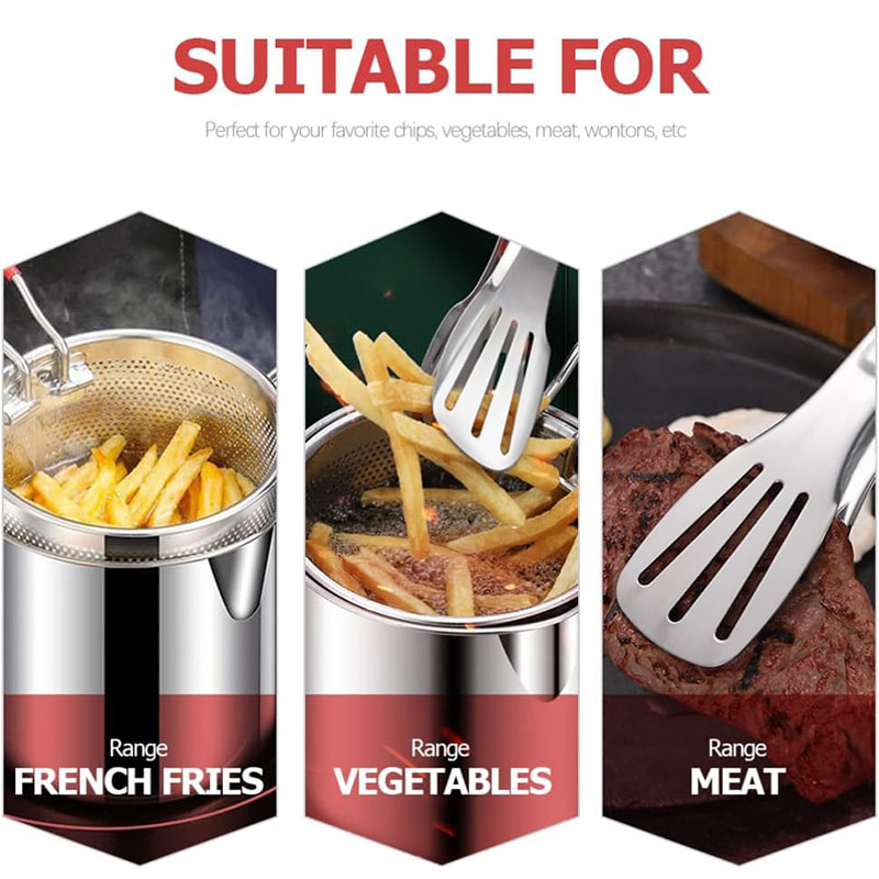 Stainless Steel Deep Fryer Pot Japanese Tempura Small Deep Frying Pan With Strainer Basket for French Fries Chicken Kitchen Pans. 