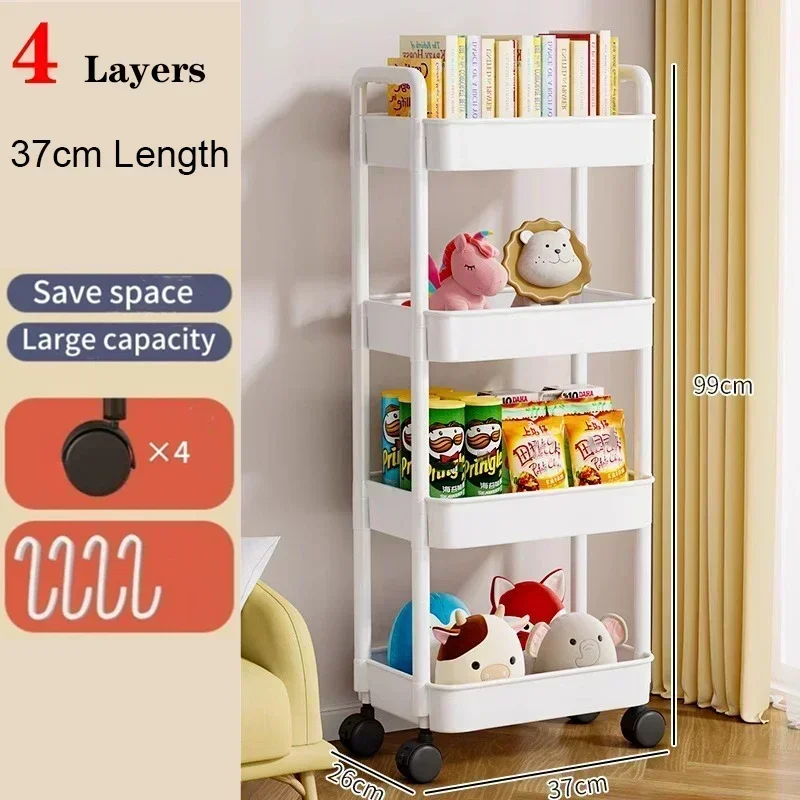3/4 Tier Trolley Organizer Kitchen Gap Storage Rack With Wheels ...