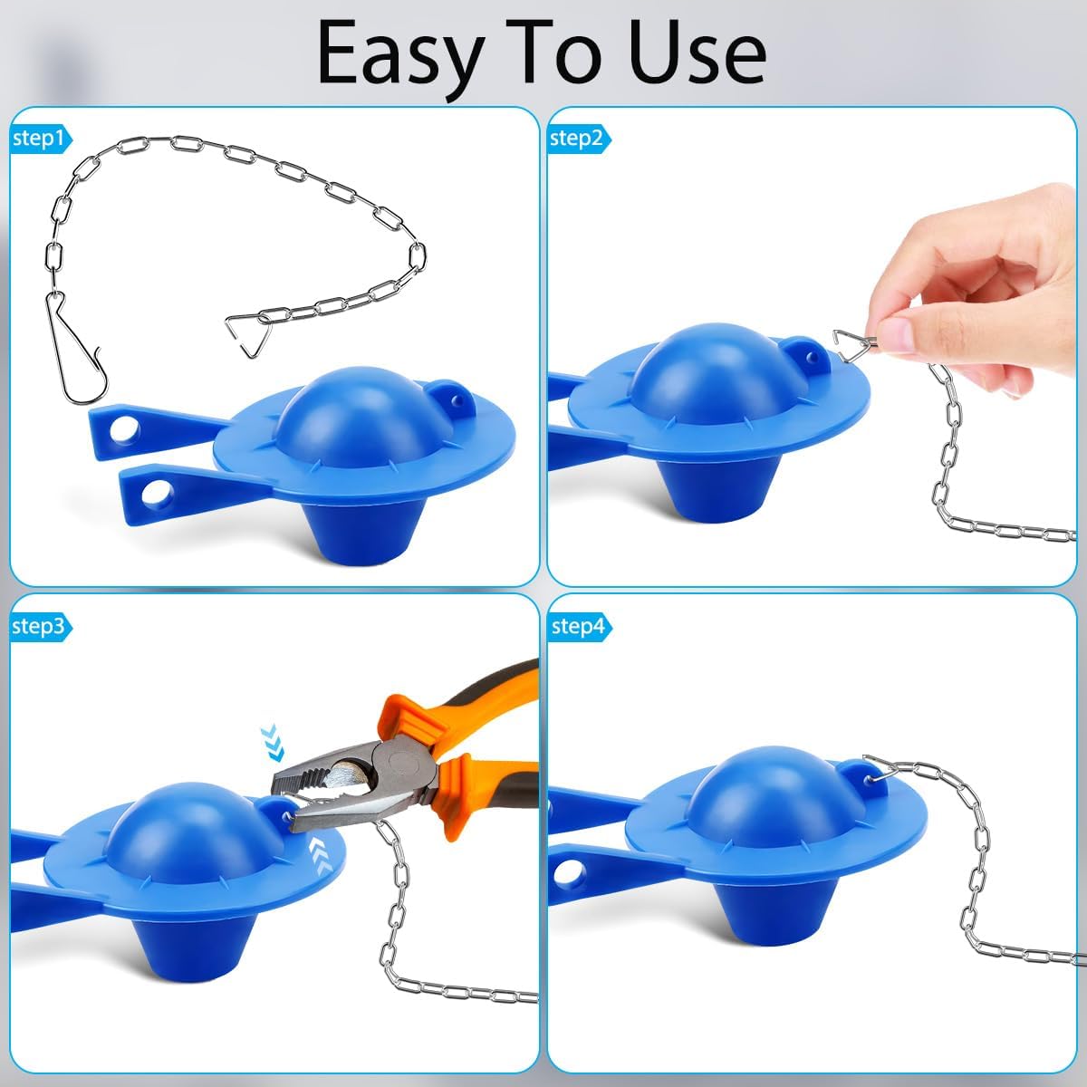 6-Pack Stainless Steel Toilet Flapper Chain – 30 Cm (12 Inch) With Hooks And Rings, Universal Beaded Chain Replacement