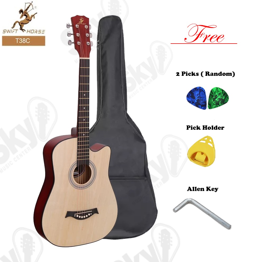 38" Acoustic Box Guitar with Bag & Accessories. 