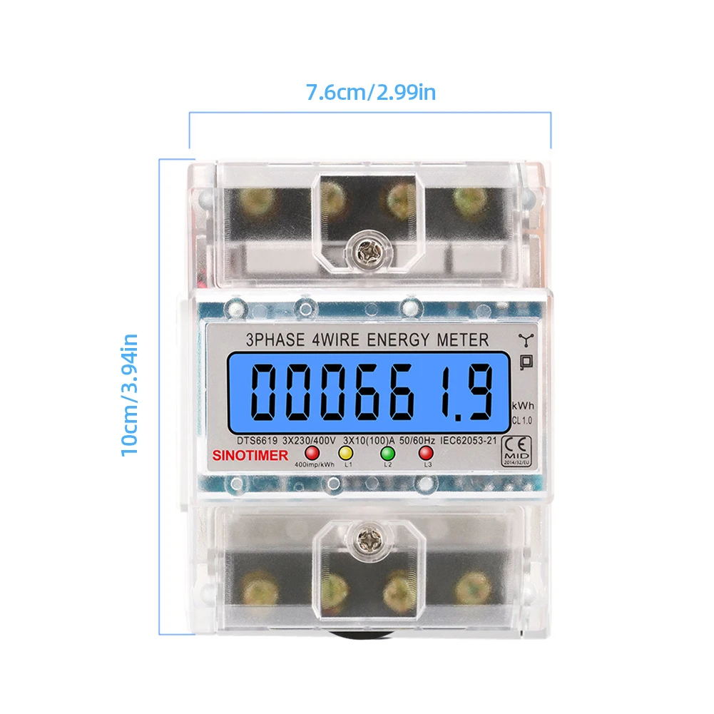Din Rail 380V 3 Phase 4 Wire Electronic Energy Watt Power Consumption ...
