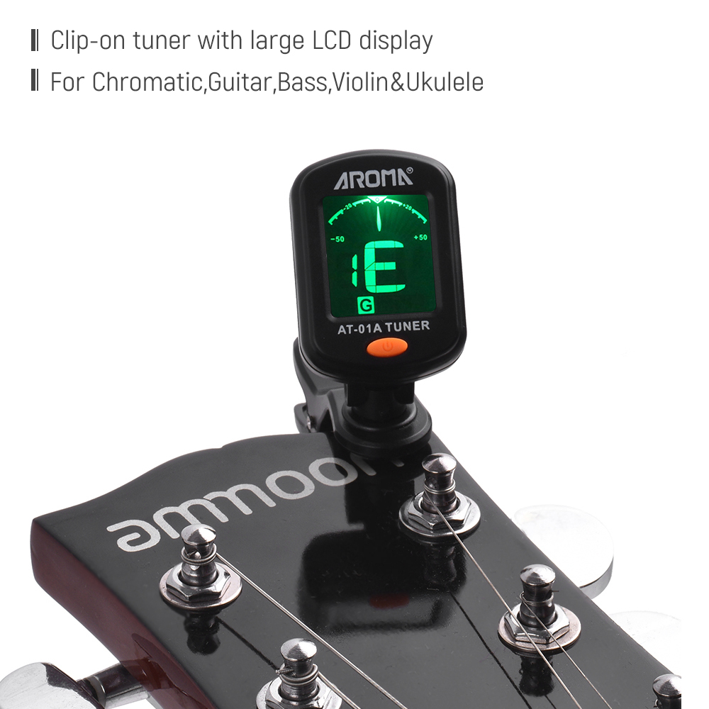 Aroma Guitar Tuner AT-01A/101 Foldable Rotatable Clip-on Tuner High Sensitivity for Bass Ukulele Chromatic Guitar Accessories. 