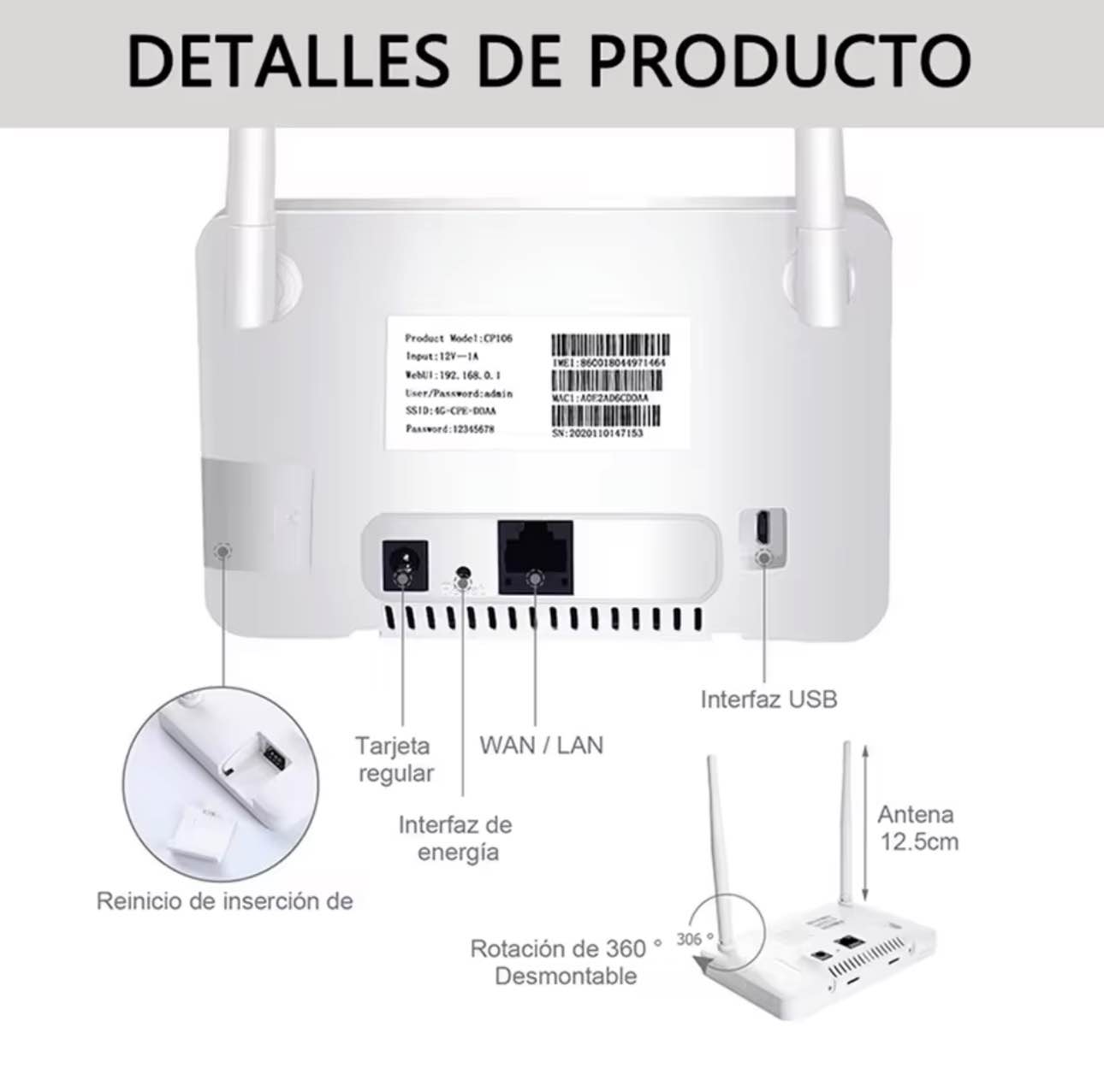 4G LTE CPE Wireless Router 4G Modem 300Mbps RJ45 LAN WAN External Antenna Wireless Wifi Hotspot with SIM Card Slot for Home. 