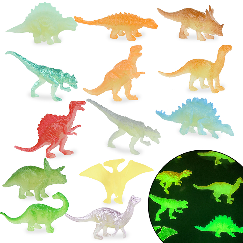 13/16pcs Mini Luminous Dinosaurs Toys Glow In The Dark Jurassic World ...