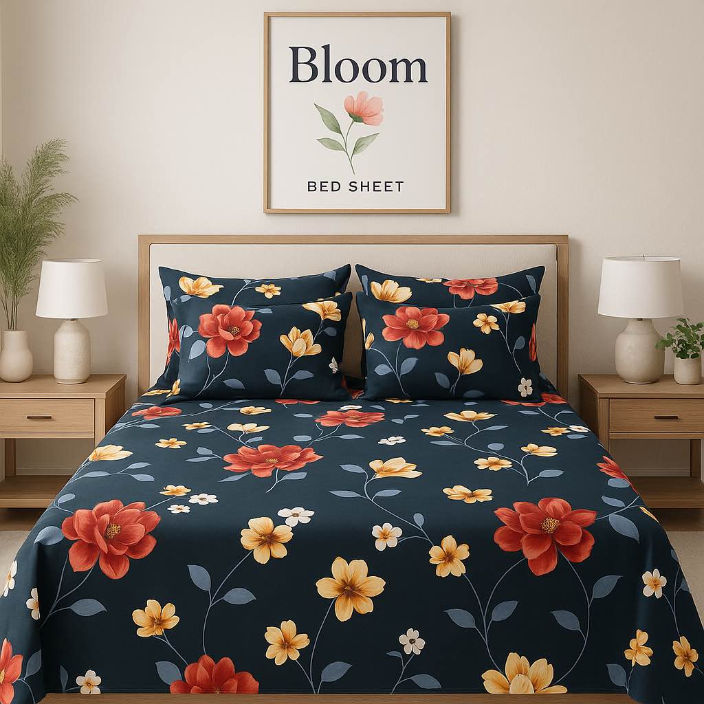 MOROCCAN BOHO BEDSHEET WITH TWO PILLOW COVERS. 